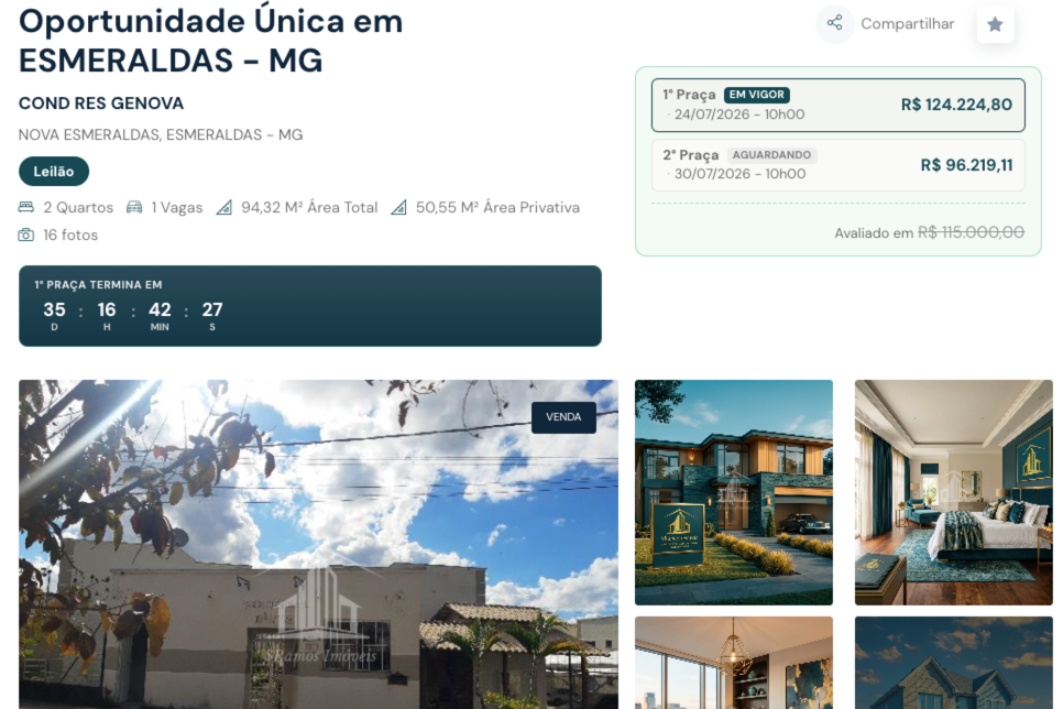 Cronômetro de encerramento de leilão Caixa no site